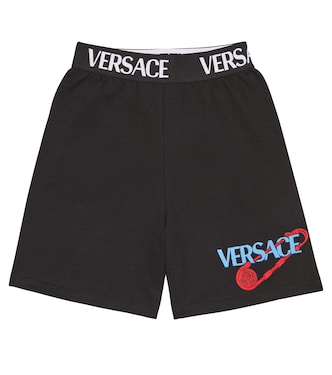Logo-embroidered cotton jersey shorts | Versace Kids