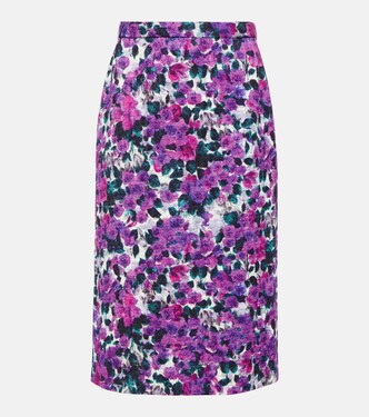 Floral croc-effect midi skirt | Dries Van Noten