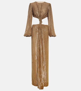 Galena striped cutout fil coupé gown | Costarellos