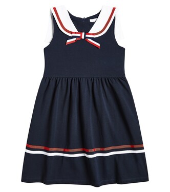 Bow-detail striped cotton dress | Patachou