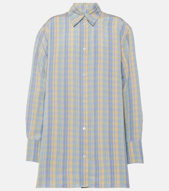Checked oversized linen-blend shirt | Toteme