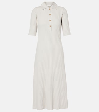 Ribbed-knit cotton-blend polo dress | Vince
