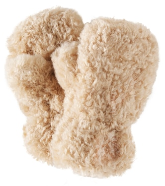 Logo faux fur mittens | Jellymallow