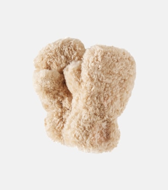 Logo faux fur mittens | Jellymallow