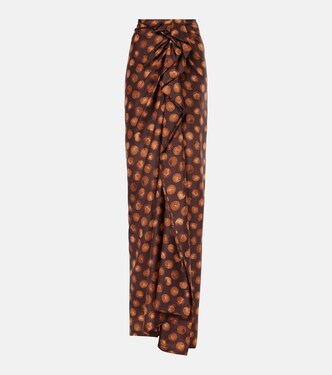 Polka-dot gathered silk maxi skirt | Dries Van Noten