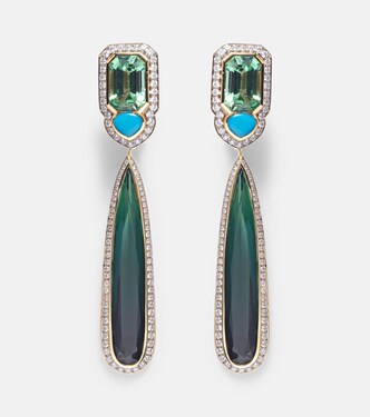 Boucles d'oreilles Quarta en or 18 ct, tourmalines, turquoise et diamants | Marina B