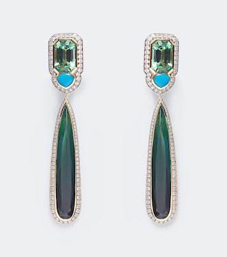 Quarta 18kt gold drop earrings with gemstones | Marina B