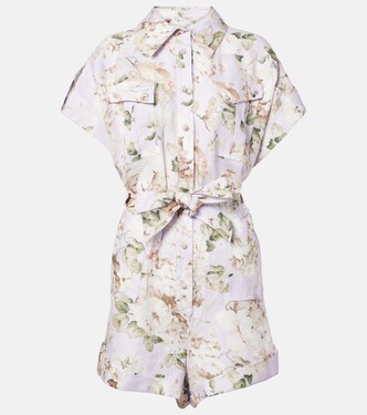 Acacia floral linen playsuit | Zimmermann