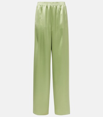 Pantalon ample à taille haute en soie | Valentino