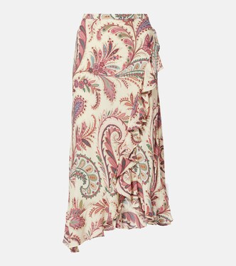 Asymmetric paisley ruffled midi skirt | Etro