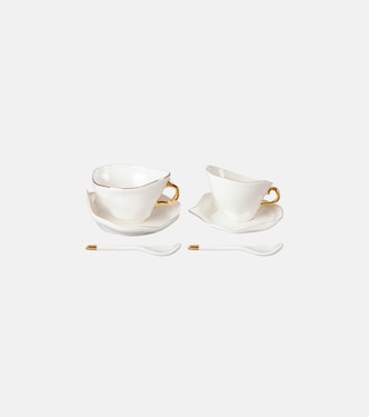Meltdown set of 2 teacups, saucers, and spoons by JordanLuca | Seletti