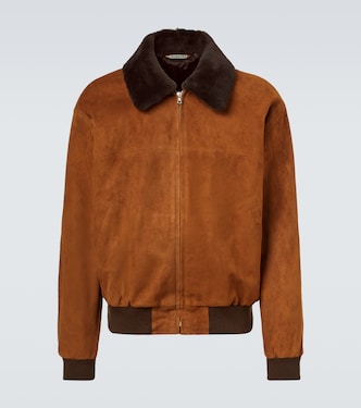 Shearling-trimmed suede blouson jacket | Auralee