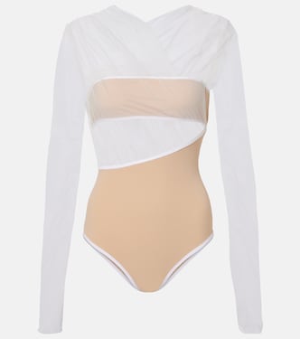 Cutout ruched sheer bodysuit | Nensi Dojaka