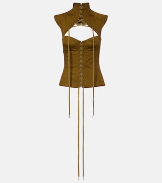 Cutout lace-up cotton corset top | McQueen