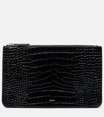 Threefold croc-effect leather clutch | Toteme