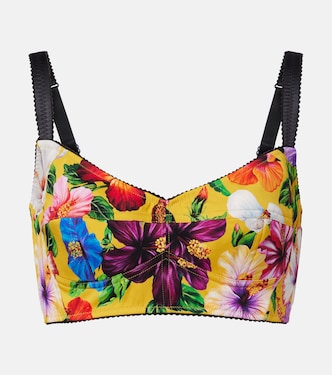 Crop top en mezcla de seda floral | Dolce&Gabbana