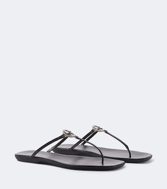 Interlocking G leather thong sandals | Gucci