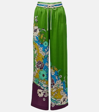 Nanci printed silk satin wide-leg pants | Alémais