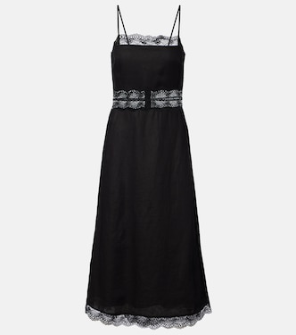 Amalina lace-trimmed linen midi dress | Staud