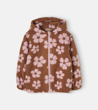 Milla floral teddy zip-up hoodie | Wheat