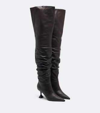 Olivia leather over-the-knee boots | Amina Muaddi