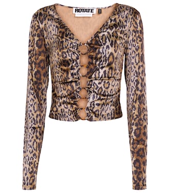 Nicky leopard-print satin top | Rotate