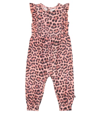 Baby Fallon leopard-print cotton-blend playsuit | Molo