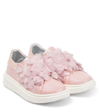 Baby floral appliqué leather sneakers | Monnalisa