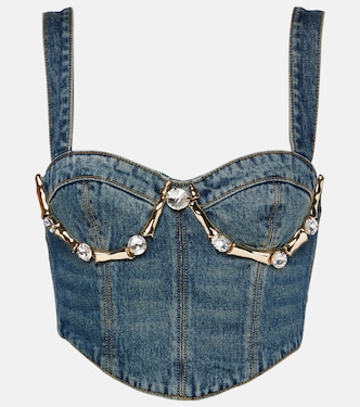Verziertes Bustier-Top Claw aus Denim | Area