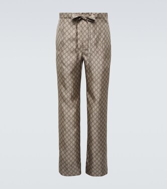 GG silk straight pants | Gucci