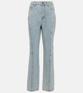 Verzierte High-Rise Straight Jeans | Self-Portrait