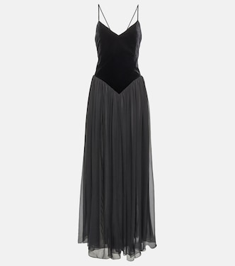 Velvet and silk maxi dress | Chloé