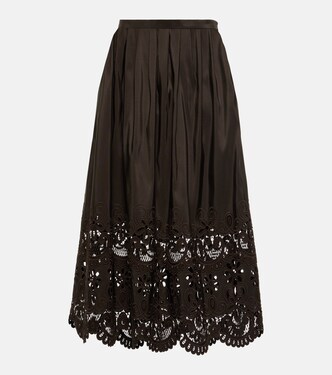 Broderie anglaise silk midi skirt | Valentino