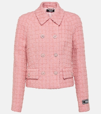 Chaqueta cruzada de tweed bouclé | Versace