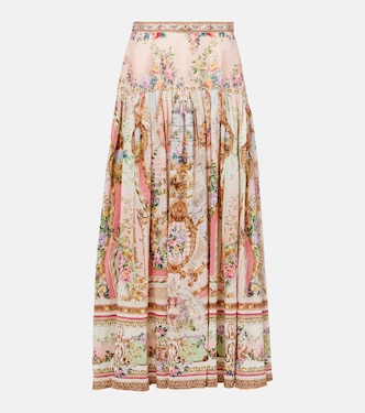 Gathered linen and silk maxi skirt | Camilla