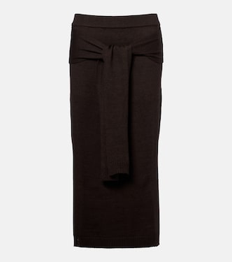 Trompe L'œil wool-blend midi skirt | Lemaire
