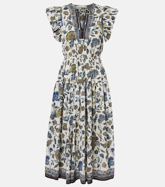 Robe midi Kairi imprimée en coton mélangé | Ulla Johnson
