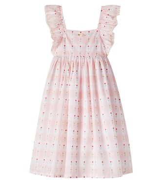 Bella checked floral cotton dress | Bebe Organic