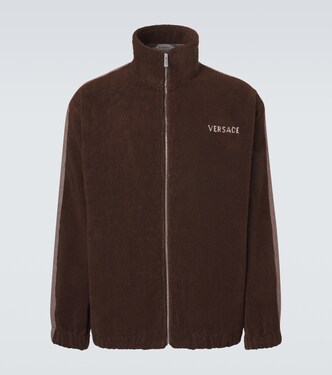 Logo cotton terry zip-up sweatshirt | Versace