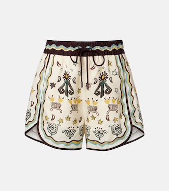Sun Dancer printed linen shorts | Alémais