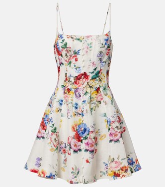 Embellished floral linen and silk minidress | Camilla