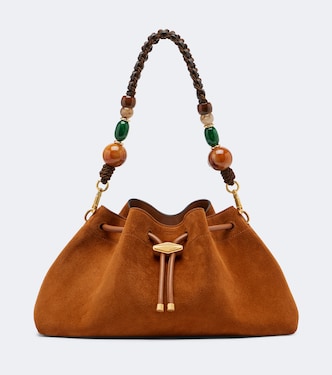Cinch Medium beaded suede bucket bag | Jimmy Choo