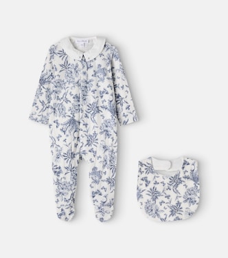 Floral cotton-blend onesie and bib set | Tartine et Chocolat