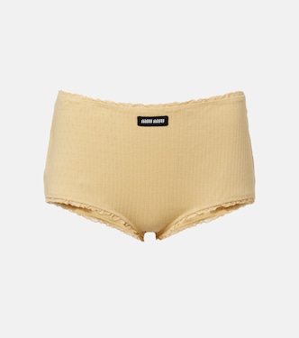 Pointelle cotton micro shorts | Miu Miu