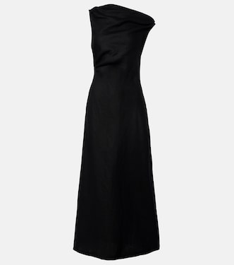 Sius asymmetric linen midi dress | Faithfull