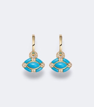 Pendientes Riviera Petite de oro de 18 ct con turquesas y diamantes | Shay Jewelry