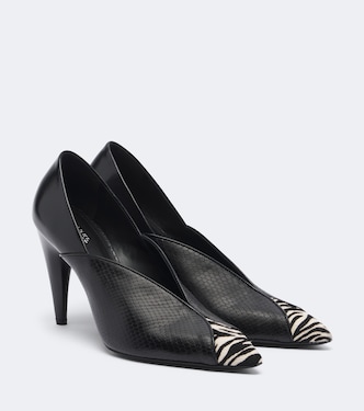 Luza calf hair-trimmed snake-effect leather pumps | Isabel Marant