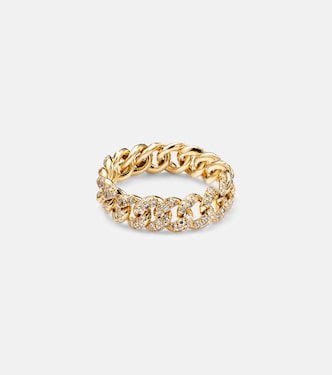 18kt gold chain ring with diamonds | Shay Jewelry