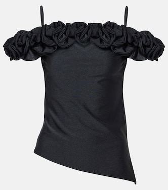 Ruffled off-shoulder cotton-blend top | Coperni