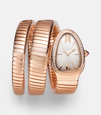 Serpenti Tubogas 35mm rose gold watch with diamonds and quartz | Bvlgari